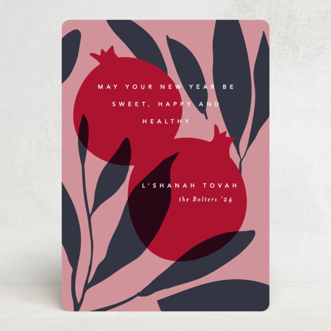 "Mod Rosh Hashanah" - Rosh Hashanah Cards in Pomegranate by Creo Study - Front