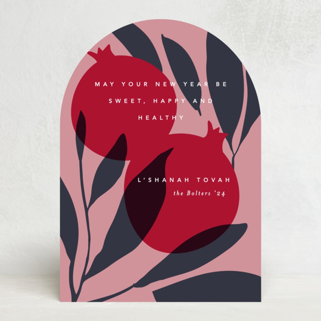 "Mod Rosh Hashanah" - Rosh Hashanah Cards in Pomegranate by Creo Study - Front