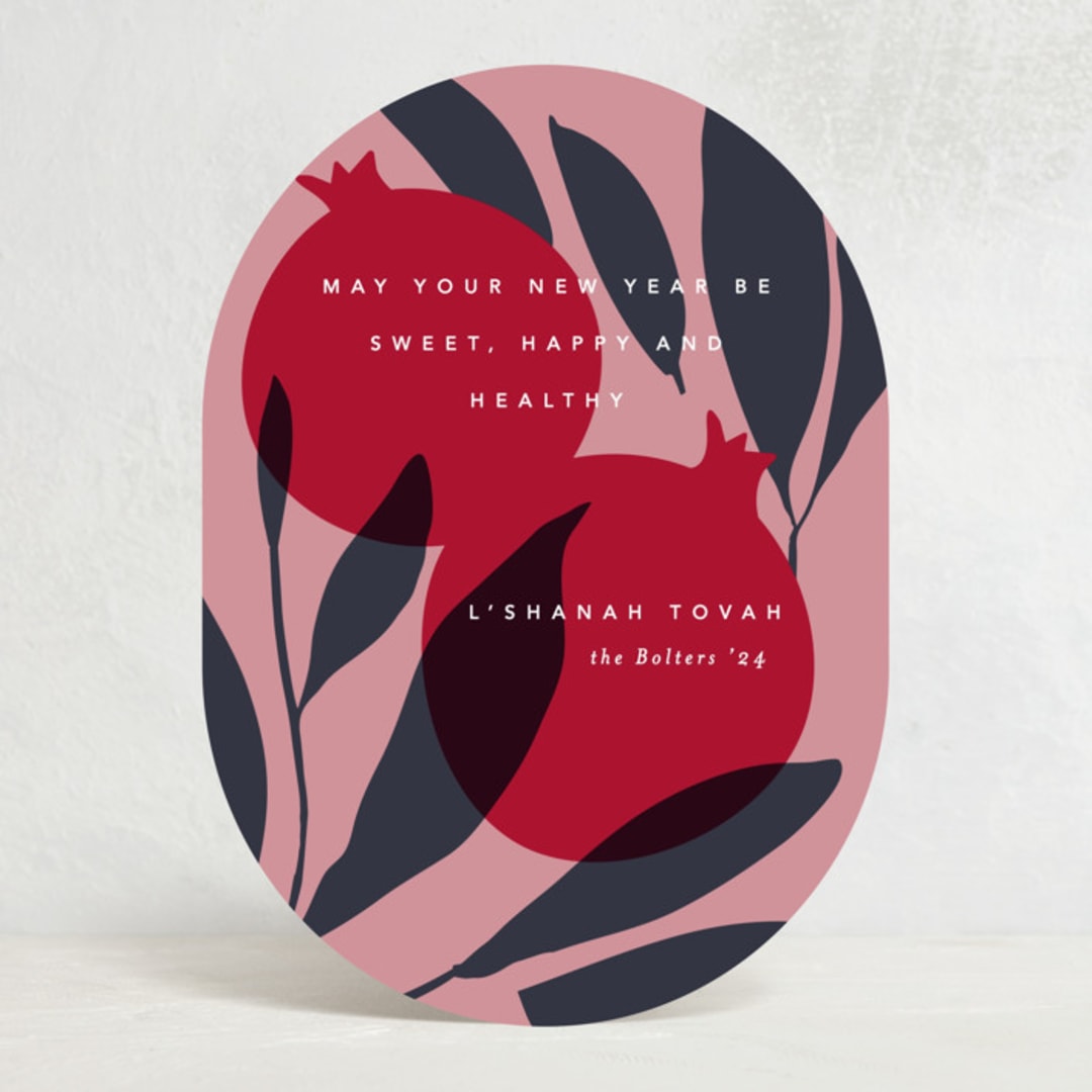 "Mod Rosh Hashanah" - Rosh Hashanah Cards in Pomegranate by Creo Study - Front