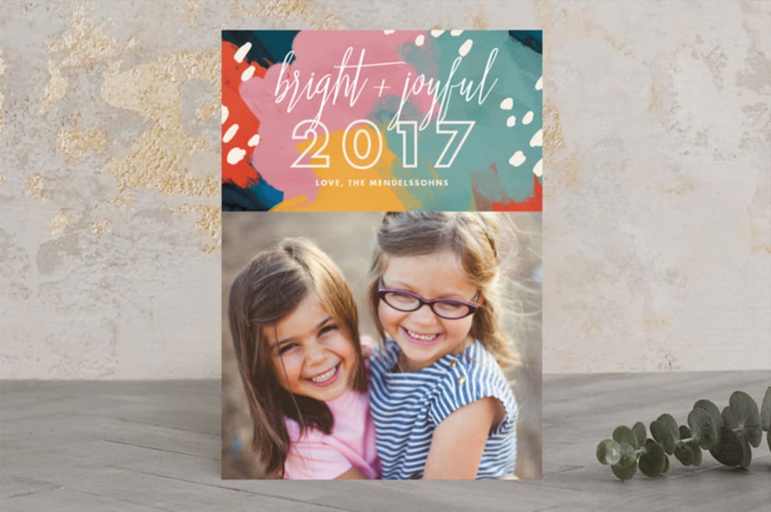 "Bright and Joyful" - Retired Holiday Cards in Midnight by Sam Dubeau - Front