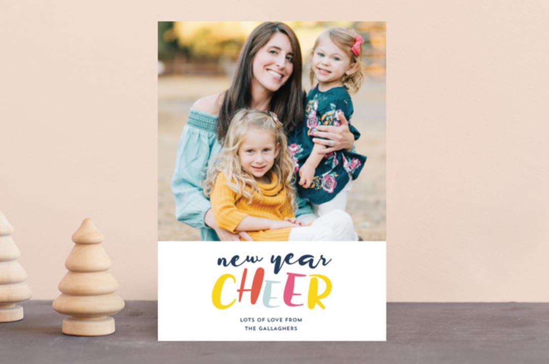 "Multi Cheer" - Retired Holiday Cards in Cheery Yellow by Erika Firm - Front