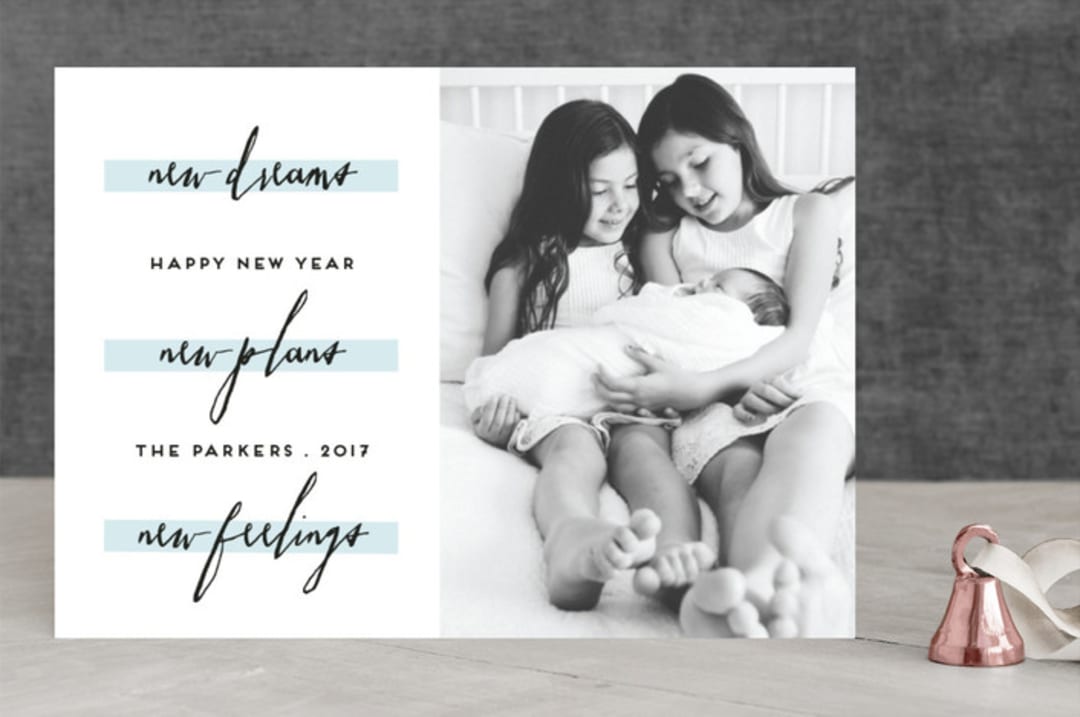"new year new plans" - Retired Holiday Cards in Icy Blue by Anupama - Front