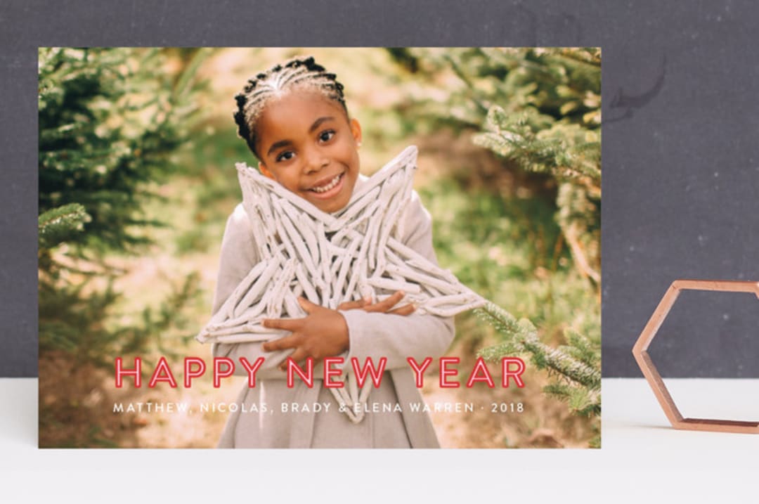 "South Congress" - Retired Holiday Cards in Berry by Megan Davis - Front