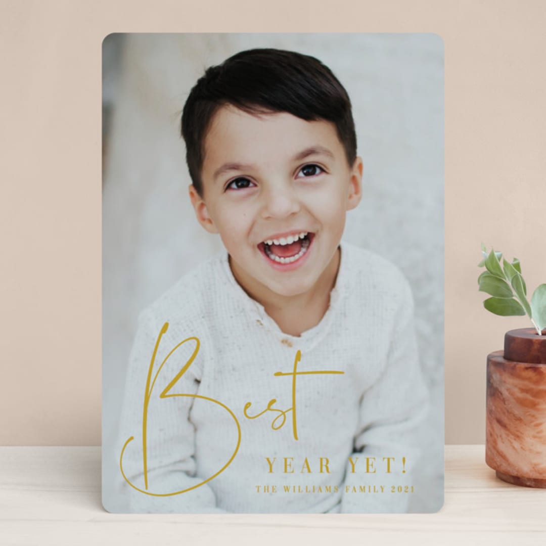 "One of the Best Years Yet" - Retired Holiday Cards in Butterscotch by Kristel - Front
