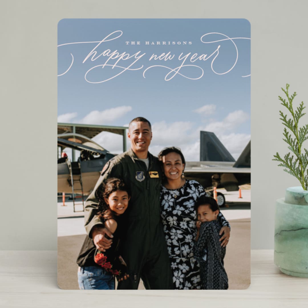 "Lightly " - Retired Holiday Cards in Blush by Erin L. Wilson - Front