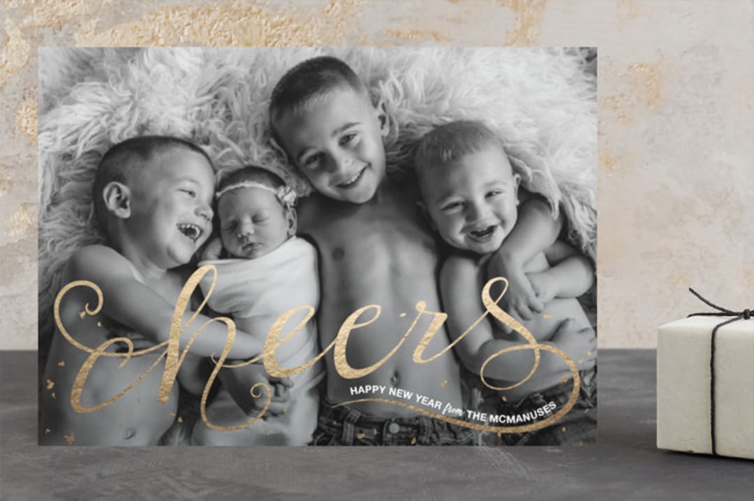 "Golden Cheers 2017" - Retired Holiday Cards in Golden by Helen H Wu - Front