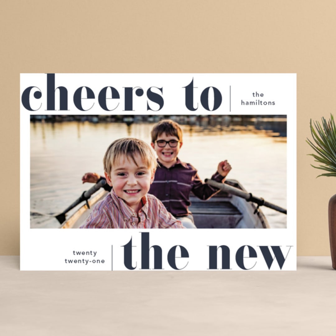 "Bold Cheer" - Retired Holiday Cards in Ocean by Hudson meet Rose - Front