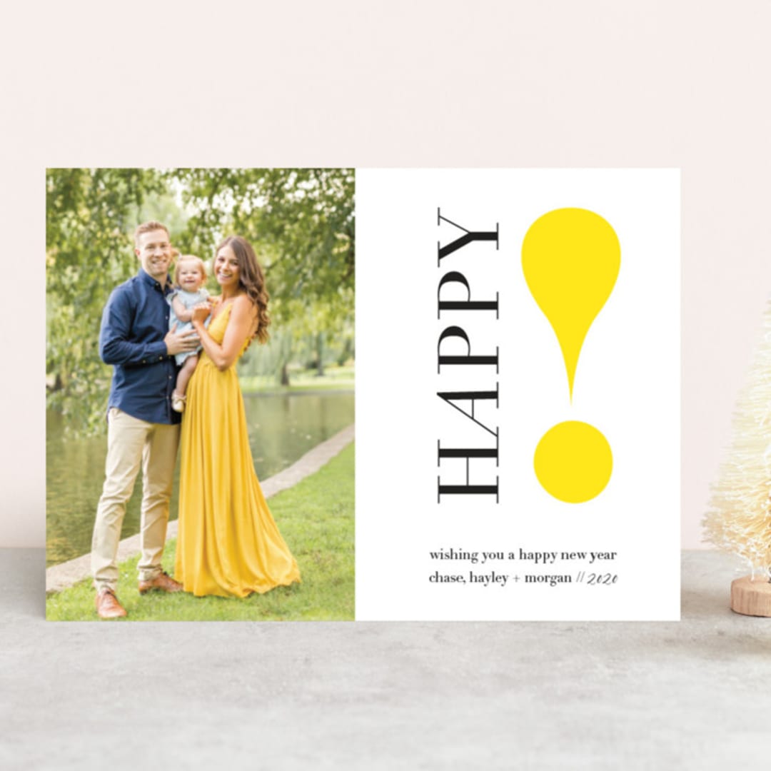 "Exclamation Point" - Retired Holiday Cards in Citrine by Alexandra Cohn - Front