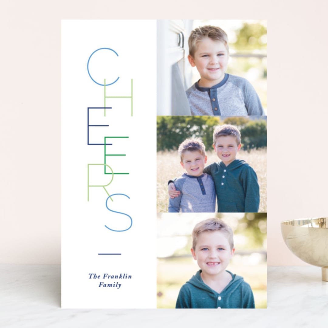 "Tall Cheers" - Retired Holiday Cards in Greenery by Pixel and Hank - Front