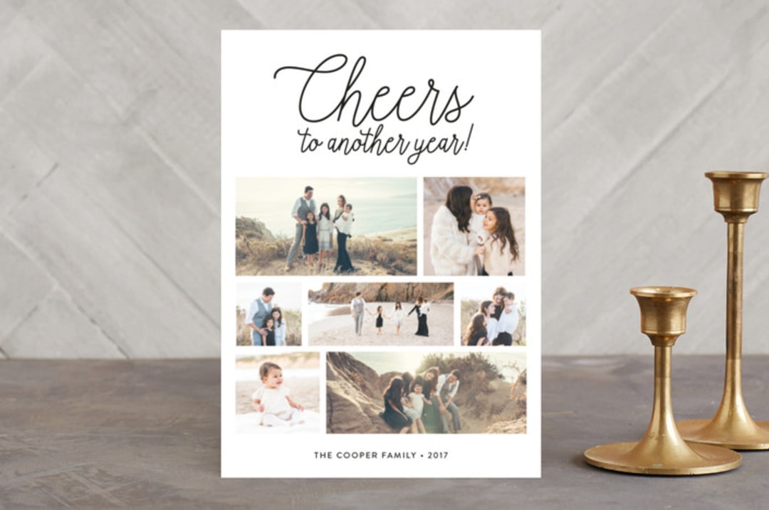 "Cheers to Another Year" - Retired Holiday Cards in Midnight by Christine Taylor - Front