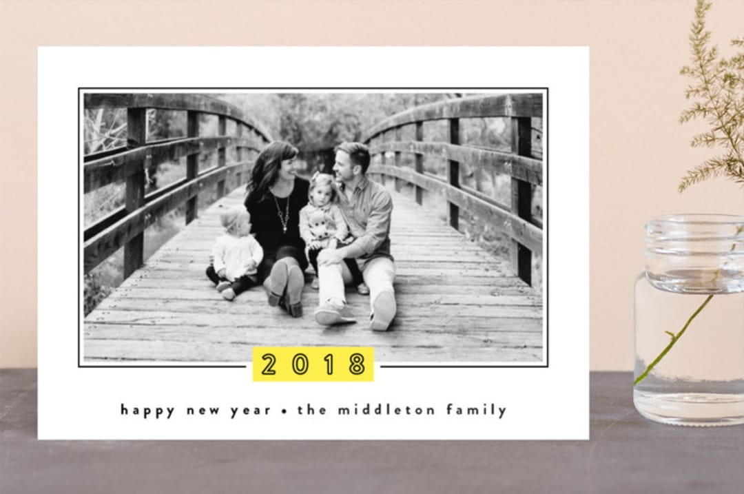 "Outlines" - Retired Holiday Cards in Lemondrop by TM Stationery - Front