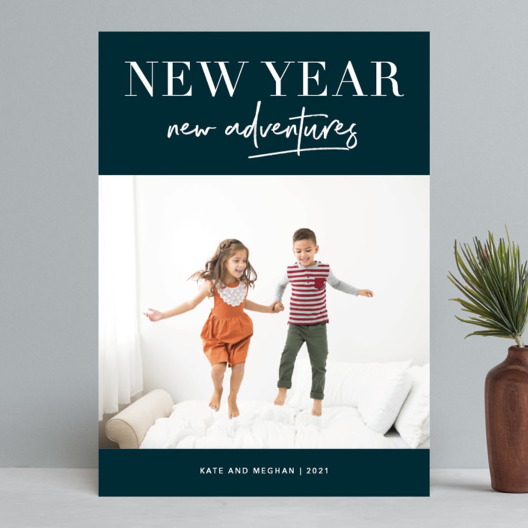 "Adventures Together" - Retired Holiday Cards in Navy by Kelly Nasuta - Front