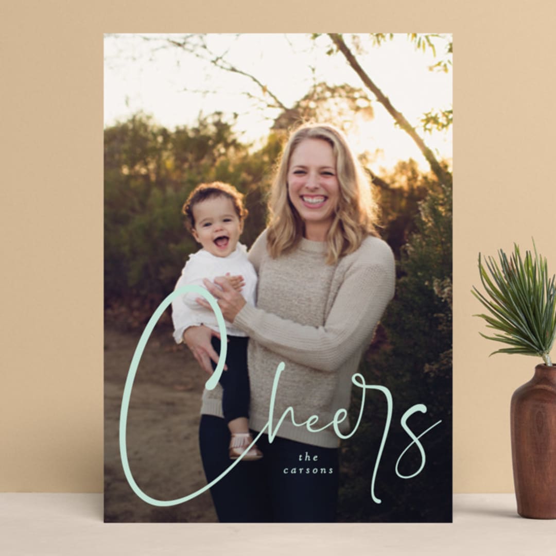 "Big Cheers" - Retired Holiday Cards in Sage by fatfatin - Front