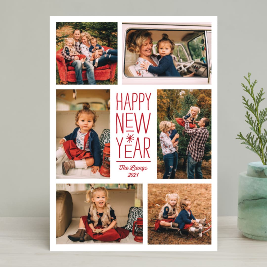 "Sparkling Cheers" - Retired Holiday Cards in Berry by Katherine Moynagh - Front