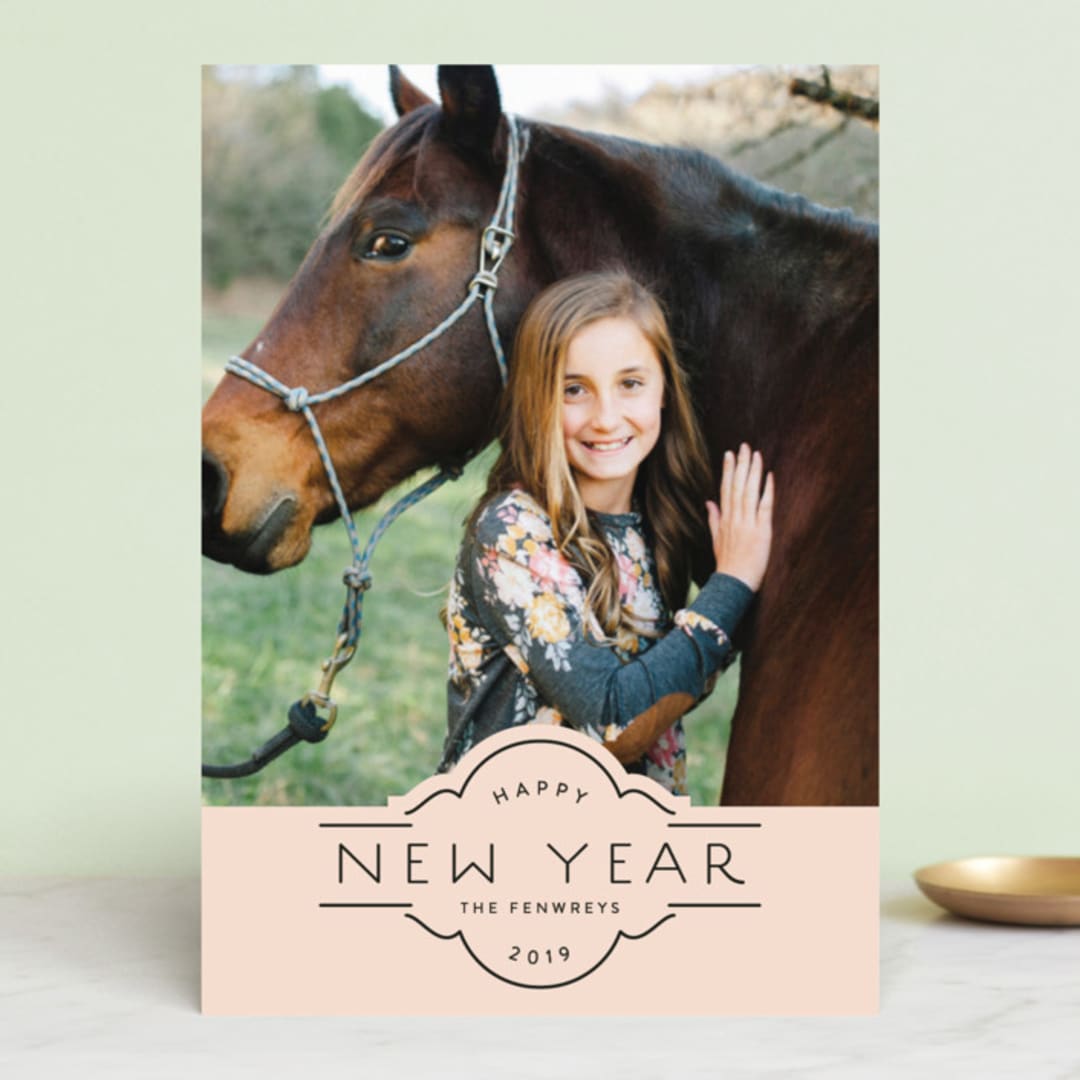 "scalloped adornment" - Retired Holiday Cards in Blush by Rebecca Durflinger - Front