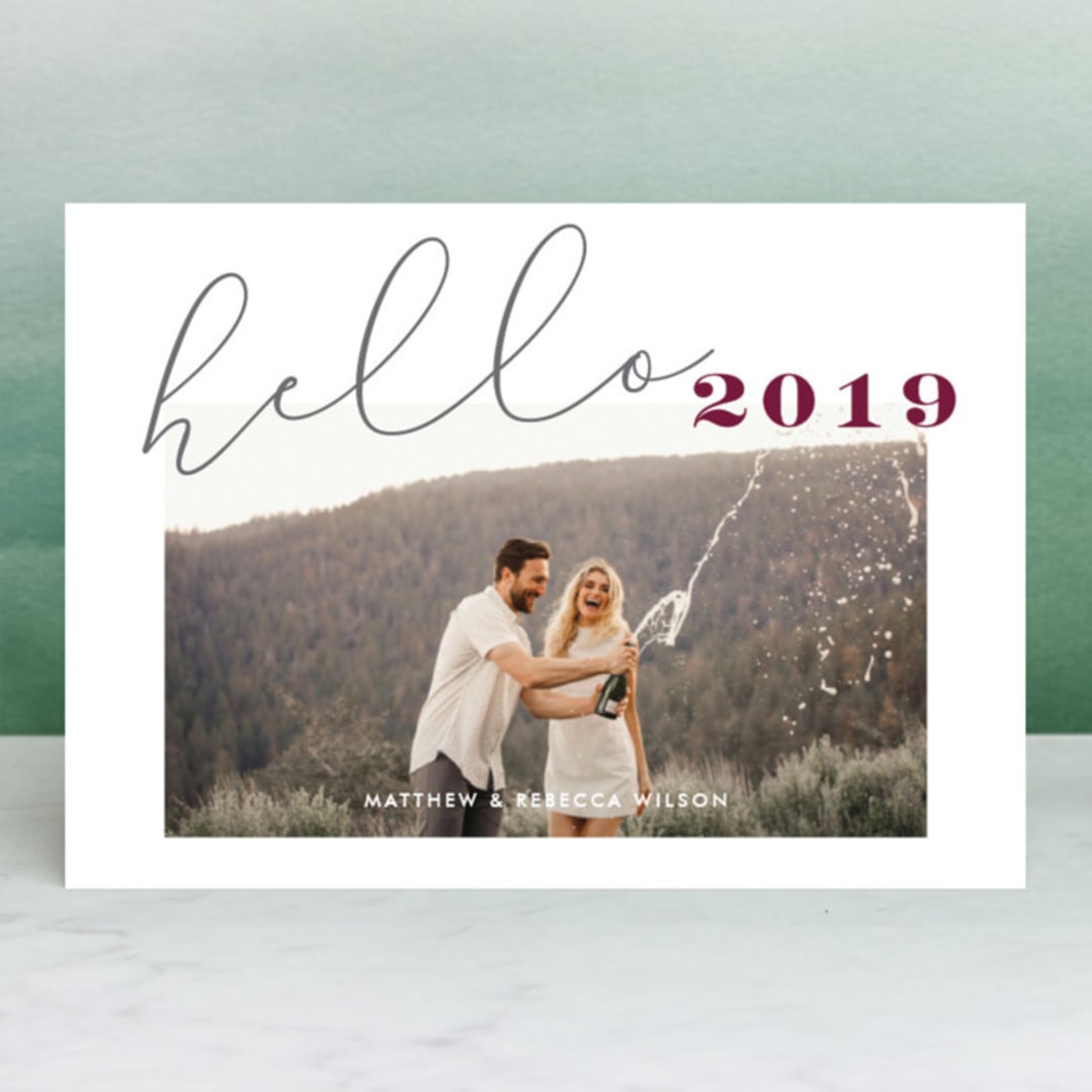"Hello Cheers" - Retired Holiday Cards in Mulberry by jomolo - Front