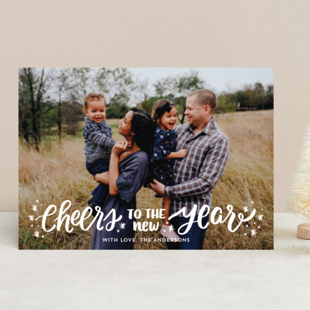 "A New Year Cheers" - Retired Holiday Cards in Cream by Little Print Design - Front