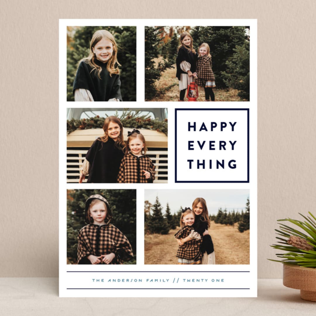 "Every Happy Thing" - Retired Holiday Cards in Marine by Michelle Poe - Front