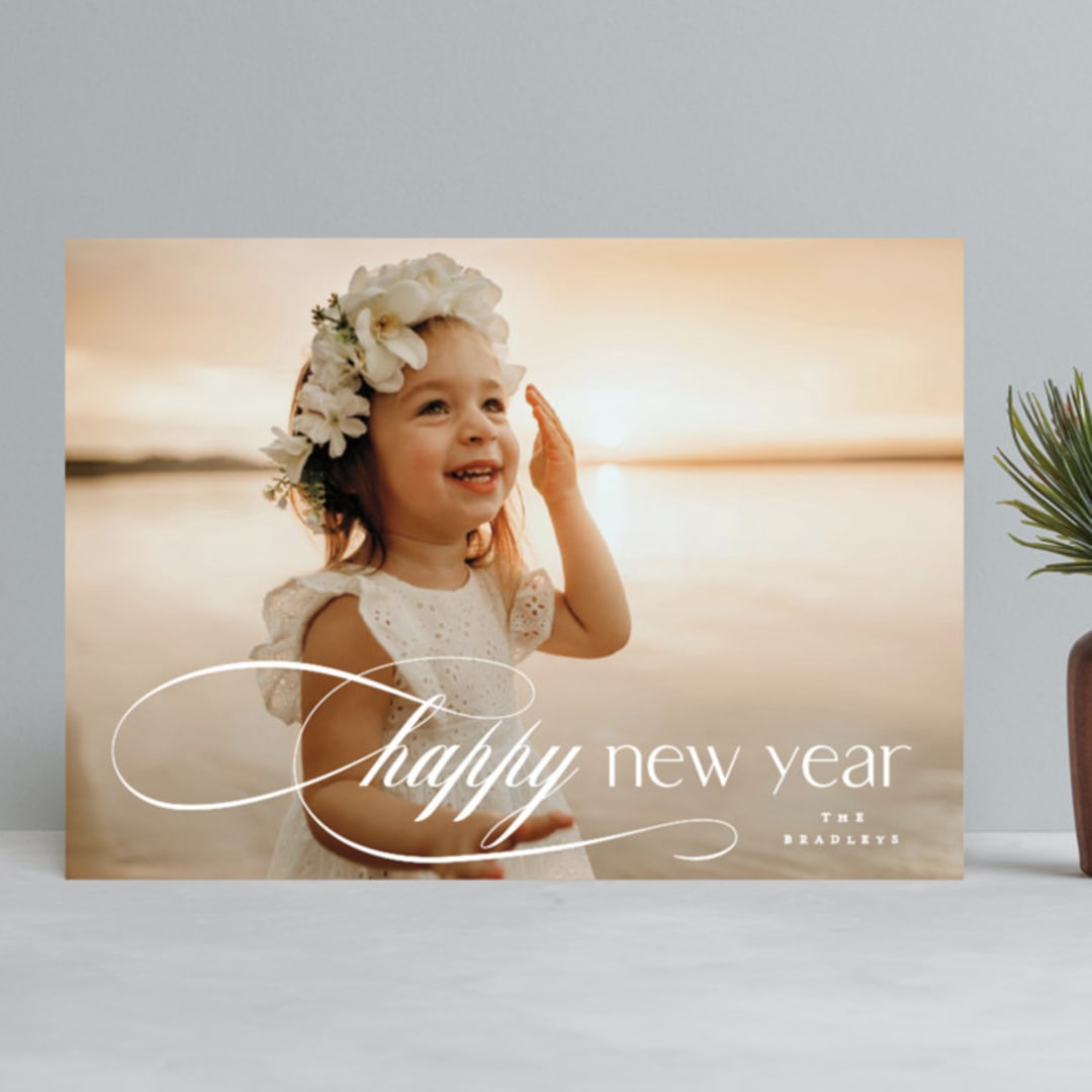 "most happy year" - Retired Holiday Cards in Snowflake by Leah Ragain - Front