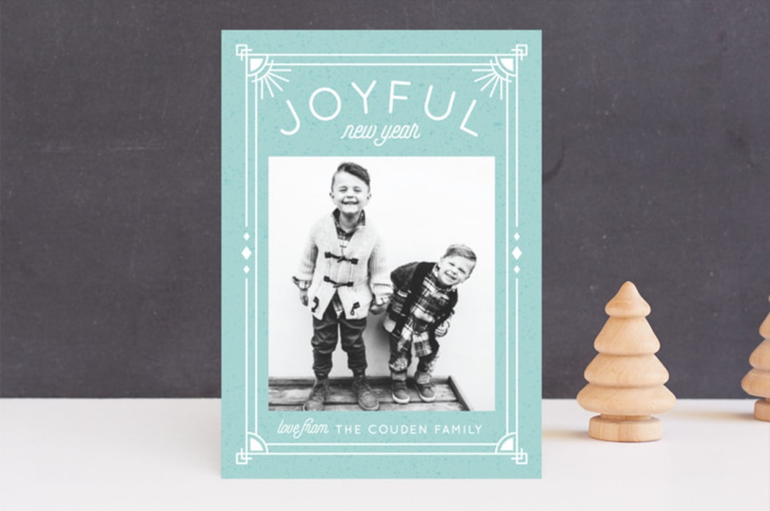"Joyfully Said" - Retired Holiday Cards in Seafoam by Cat Caudillo - Front