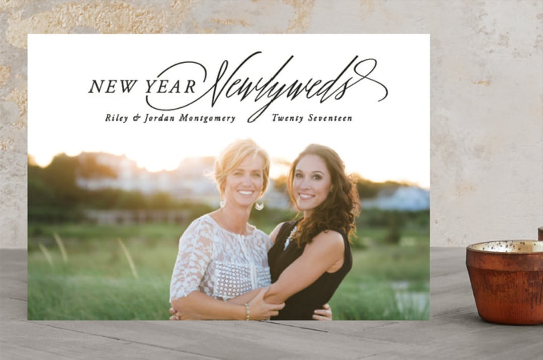 "New year, Newlyweds" - Retired Holiday Cards in Coal by Hooray Creative - Front