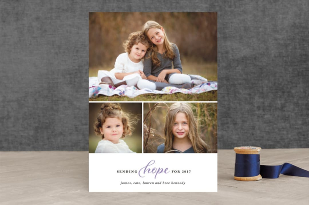"Sending Blessings" - Retired Holiday Cards in Lavender Snow by Laura Hamm - Front