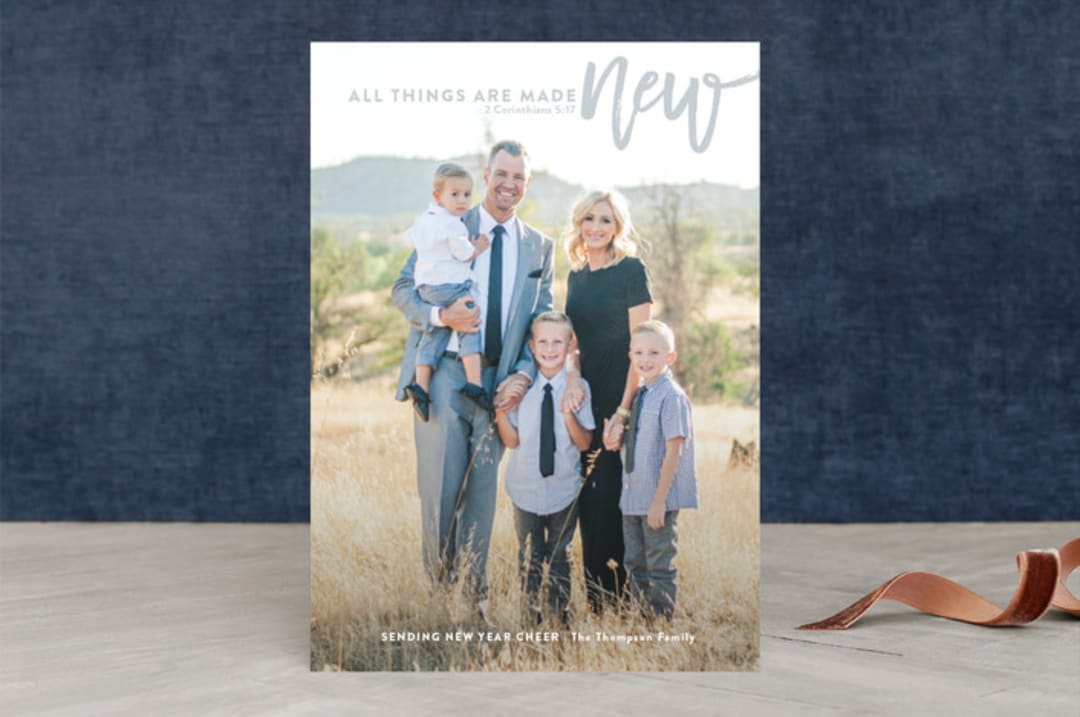 "all things are made new" - Retired Holiday Cards in slate by Lori James - Front