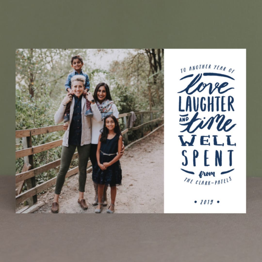 "Time Well Spent" - Retired Holiday Cards in Navy by Shiny Penny Studio - Front