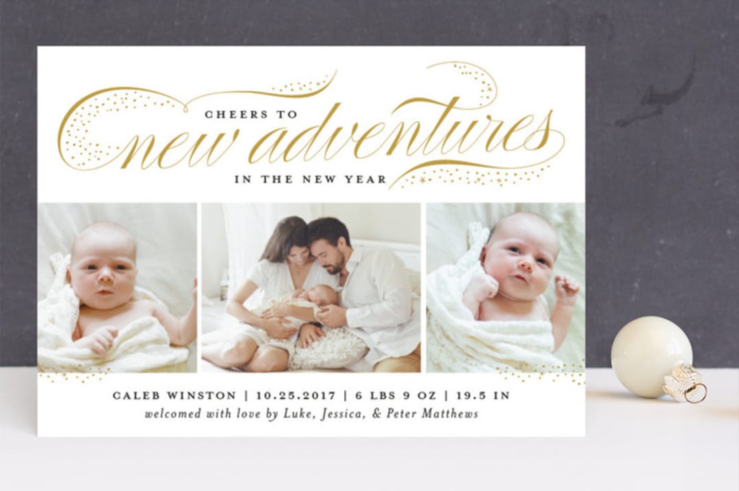 "New Adventures" - Retired Holiday Cards in Golden by Sarah Brown - Front