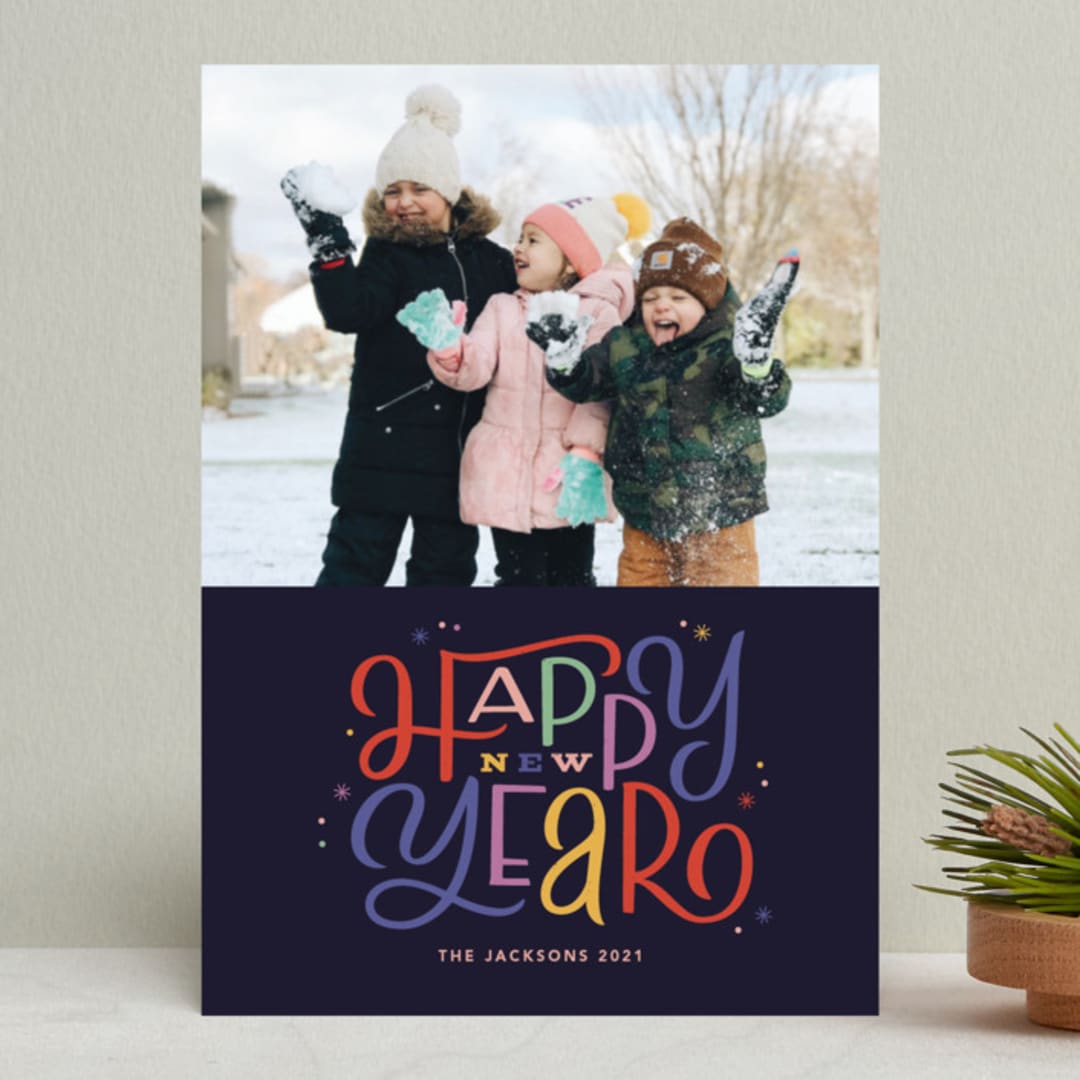 "retro letters" - Retired Holiday Cards in Midnight by Kristen Smith - Front