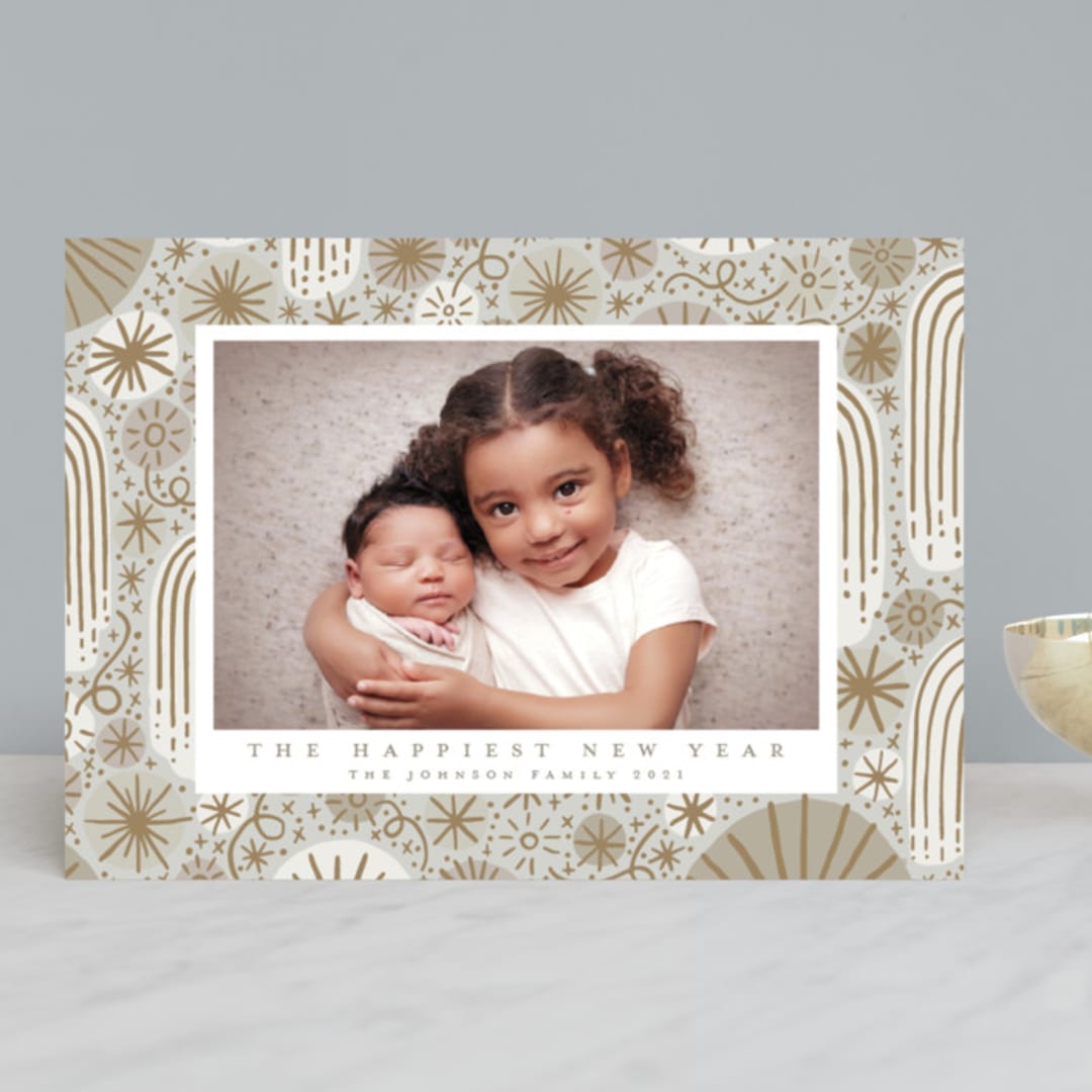 "Boom Fizzle Fizzle" - Retired Holiday Cards in Cobblestone by Katie Zimpel - Front