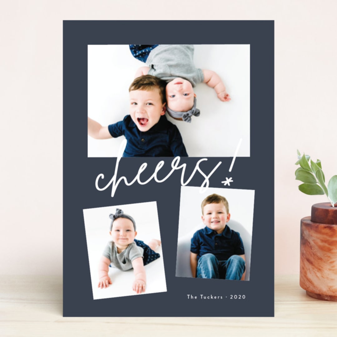 "Photo Toss" - Retired Holiday Cards in Midnight by Lauren Chism - Front