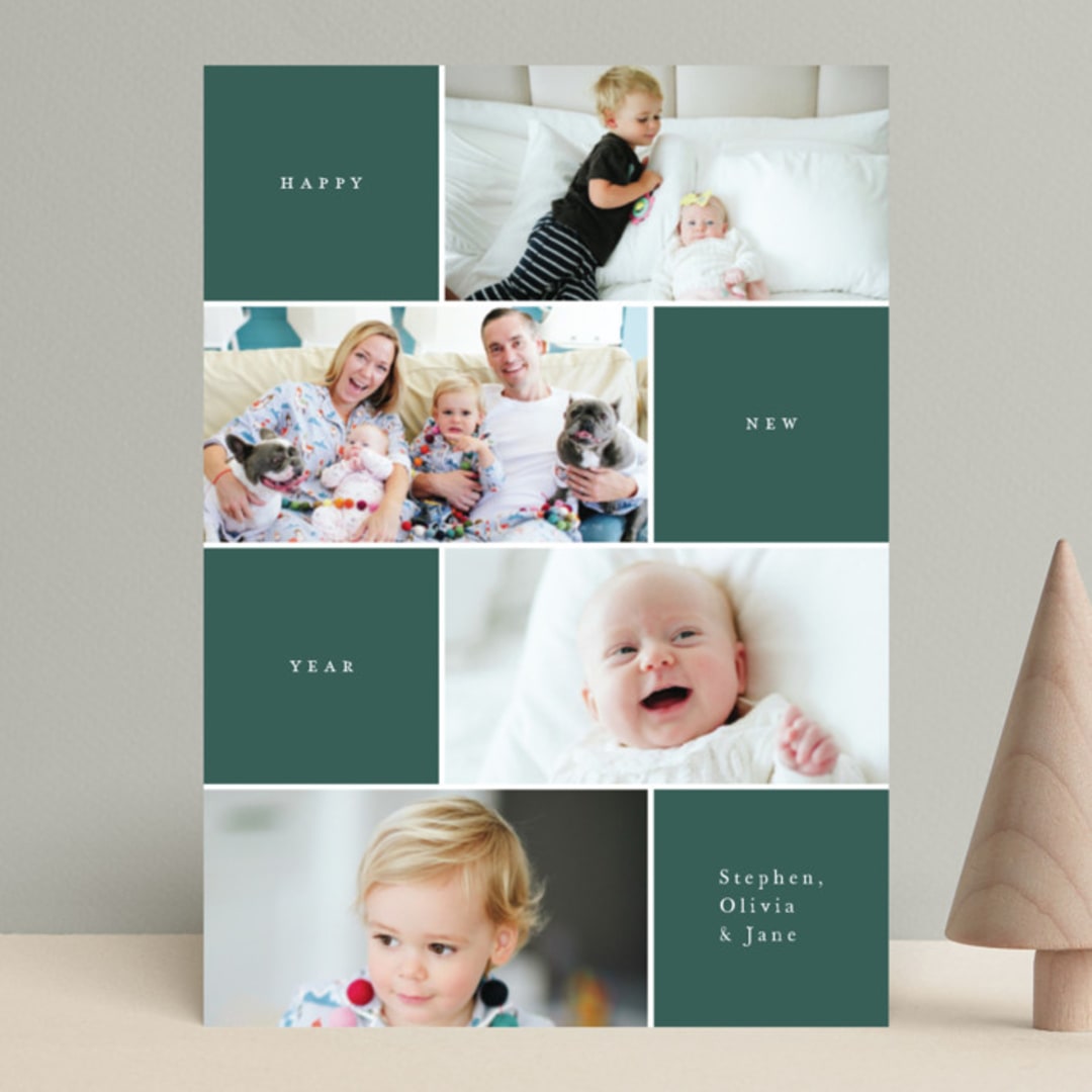 "Quadruple" - Retired Holiday Cards in Spruce by Kristin Oliversen - Front
