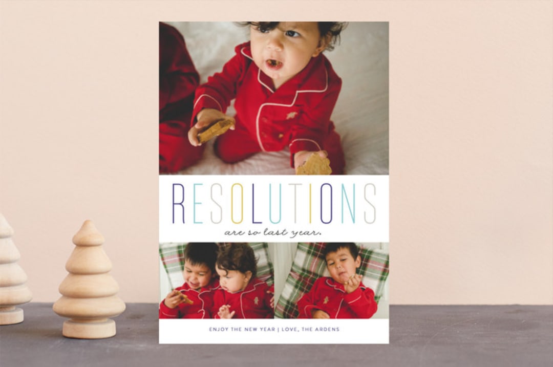 "Last Year Resolutions" - Retired Holiday Cards in First Frost by Ellis - Front