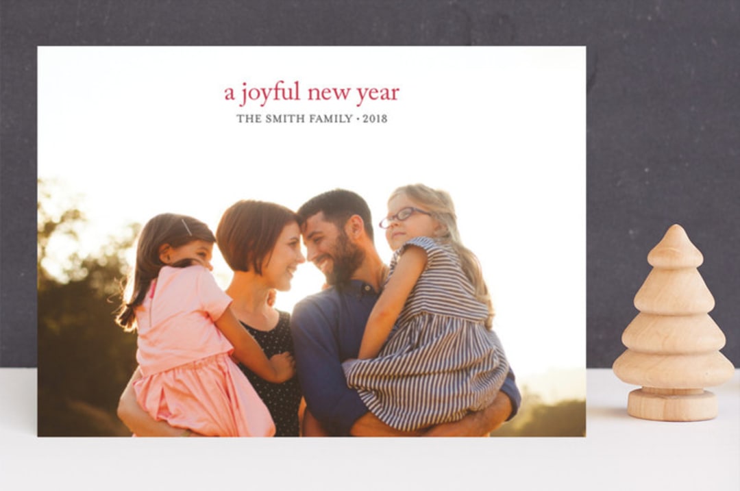 "a joyful new year" - Retired Holiday Cards in Berry by Loren Willis - Front