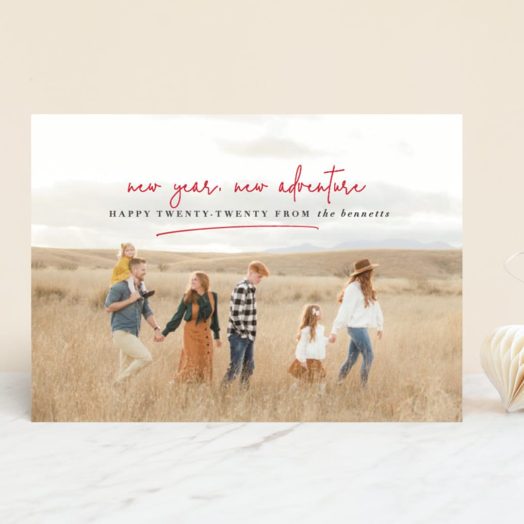 "new year, new adventure" - Retired Holiday Cards in Cherry by Stacy Cooke - Front