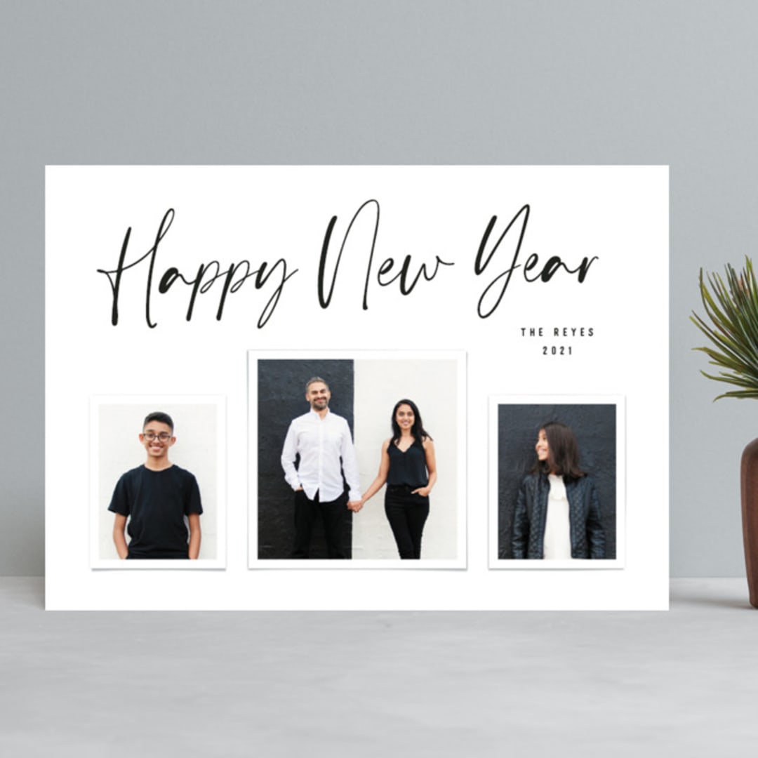 "Buoyant Script" - Retired Holiday Cards in Snow by Hooray Creative - Front