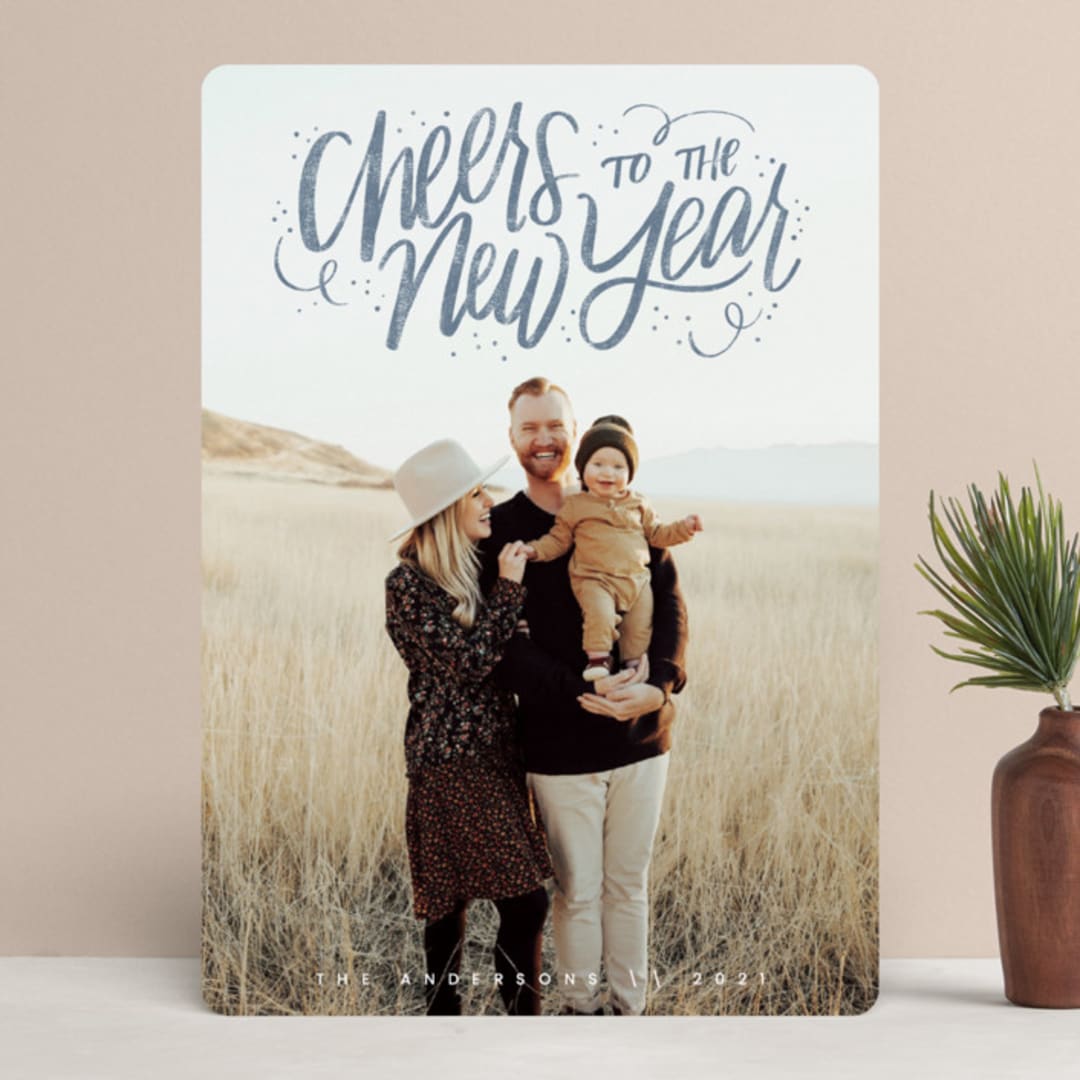 "Cheerful Lettering" - Retired Holiday Cards in Frost by Cindy Reynolds - Front