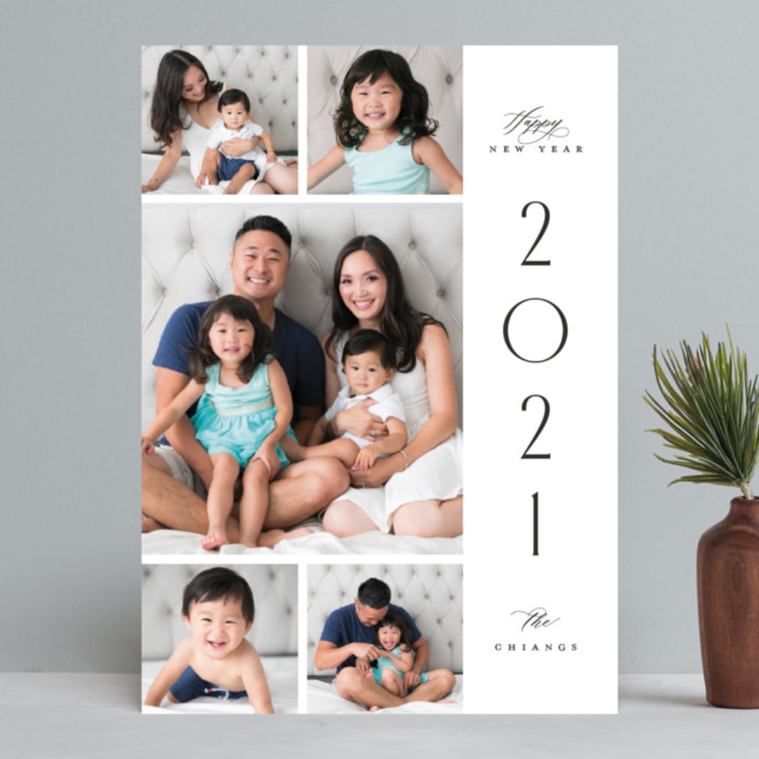 "Five" - Retired Holiday Cards in Coal by Melanie Kosuge - Front