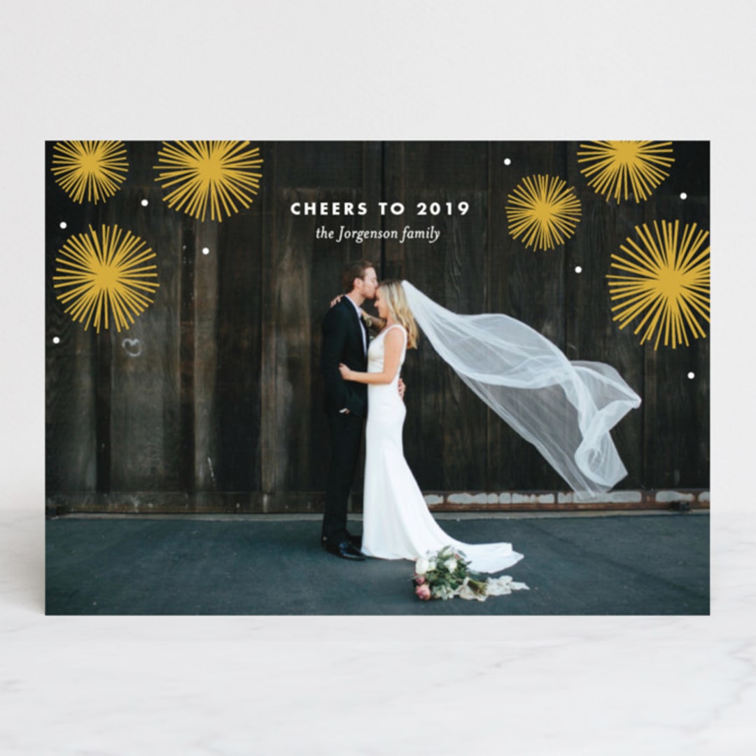 "Burst Of Happy" - Retired Holiday Cards in Golden by Sandra Picco Design - Front