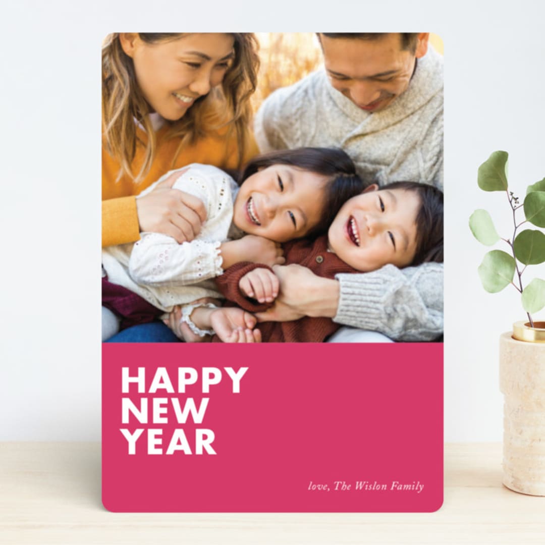 "modern new year" - Retired Holiday Cards in Raspberry by Loren Willis - Front