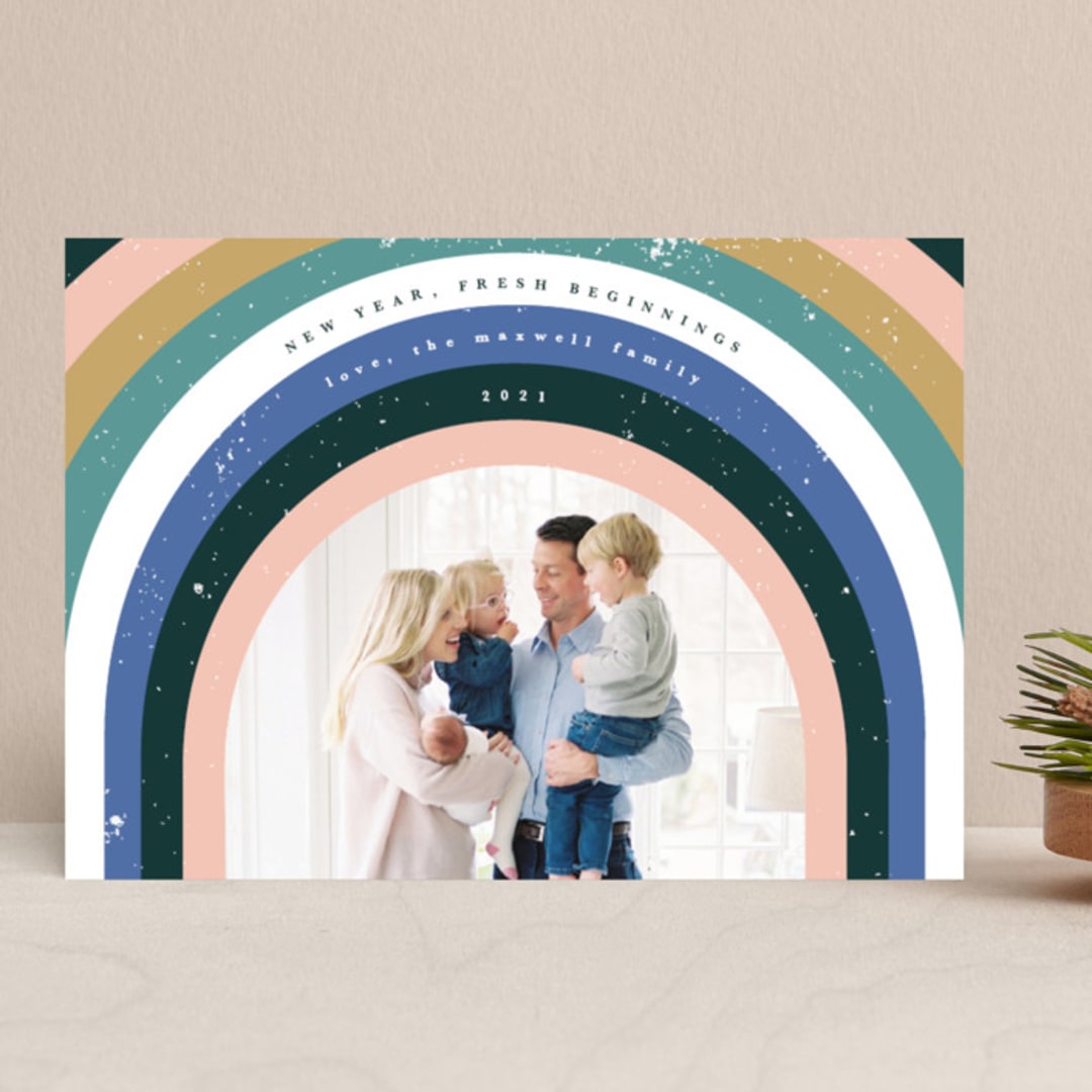 "Fresh Beginnings Rainbow" - Retired Holiday Cards in Mod Rainbow by Kanika Mathur - Front