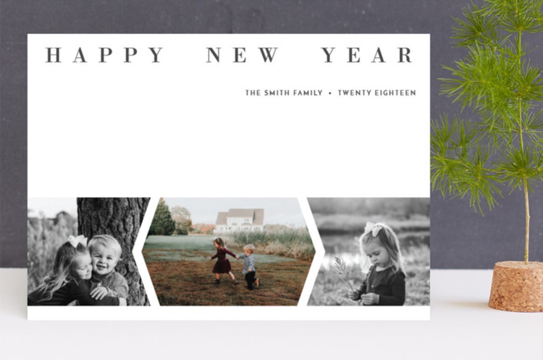 "Minimal Classic" - Retired Holiday Cards in Silver Bell by Playground Prints - Front