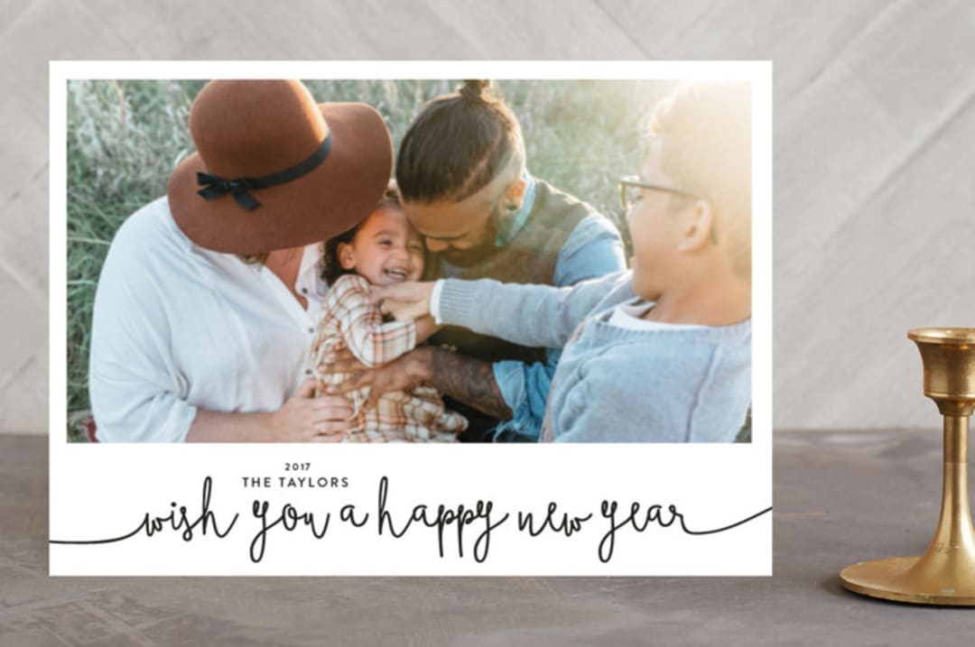 "Wish You a Happy New Year" - Retired Holiday Cards in Midnight by Christine Taylor - Front