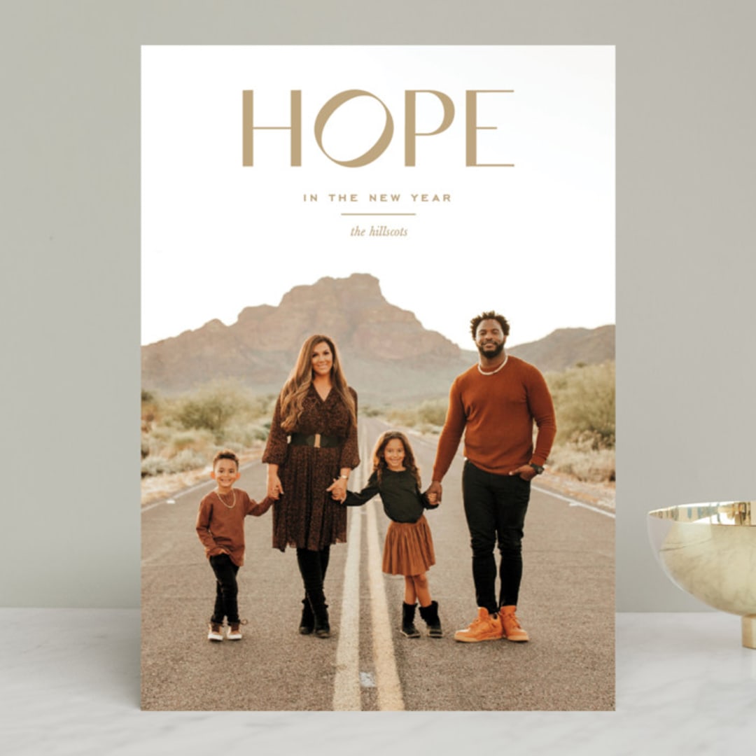 "Hope Renewed" - Retired Holiday Cards in Taupe by Annie Clark - Front