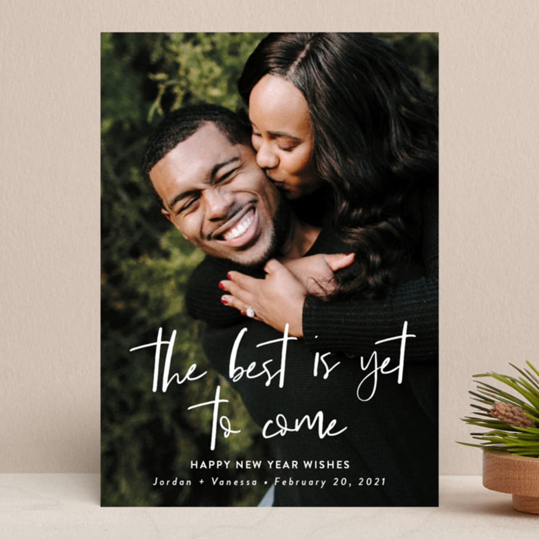 "ahead" - Retired Holiday Cards in Snowfall by Susan Asbill - Front