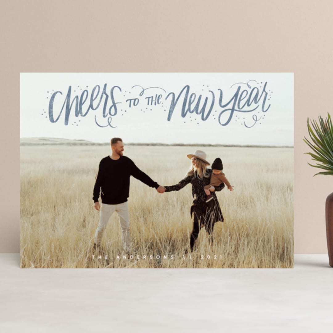 "Cheerful Lettering" - Retired Holiday Cards in Frost by Cindy Reynolds - Front