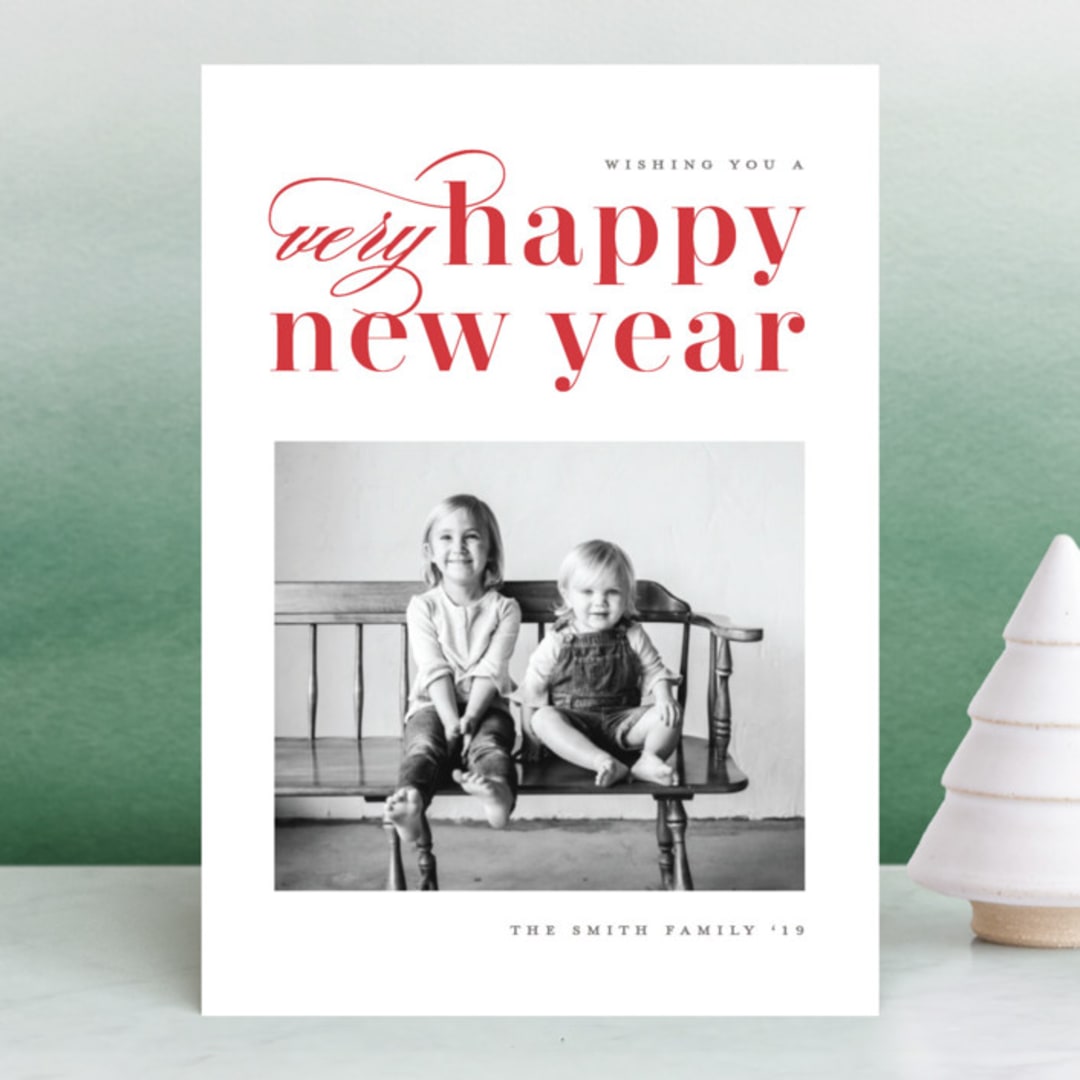 "Very Script" - Retired Holiday Cards in Berry by Michelle Taylor - Front