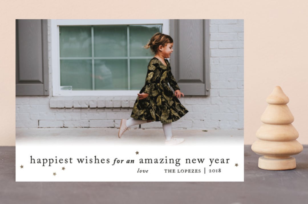 "Happiest Wishes to You" - Retired Holiday Cards in Gold Leaf by Ellis - Front