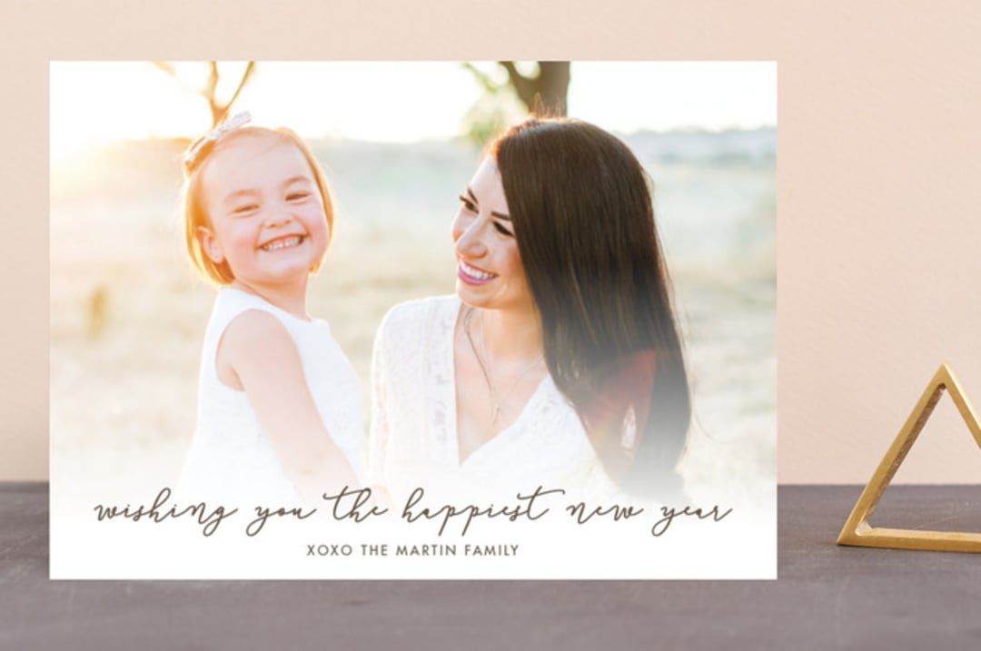 "The Happiest New Year" - Retired Holiday Cards in Cocoa by Loren Willis - Front